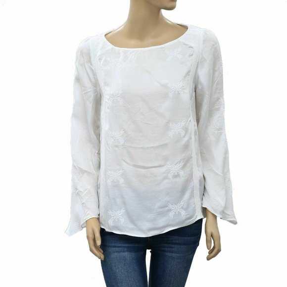 Zadig & Voltaire Toxanne Brod Blouse Top Embroidered Lace White S New - Picture 1 of 5